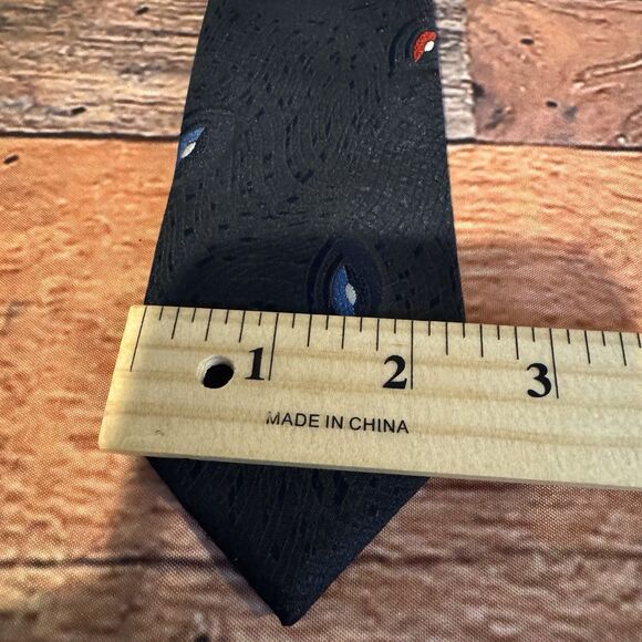 Bugle Boy Vintage Men's Neck Tie Black Blue Red Abstract Pattern 80s 90s Fashion - Picture 5 of 5